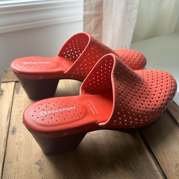 EUC Rockport Adiprene Adidas Coral Leather Clogs Slides Heels - Picture 4 of 8